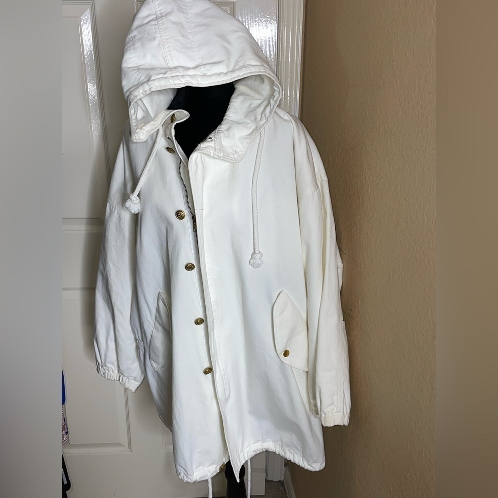 Adrienne Vittadini Sport White Hooded Nautical Jacket Medium​​​​​​​​​​​​​ - Picture 6 of 12